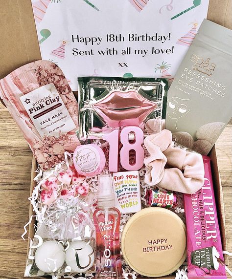 18th Birthday Hamper, Birthday Hamper Ideas, Birthday Survival Kit, Birthday Hamper, Hamper Ideas, Girl Boss Gift, Birthday Hampers, Gift Box Birthday, Spa Gift Box