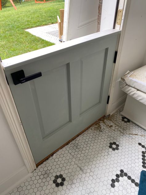 How To Make Your Very Own Dutch Door In 7 Simple Steps - farmhouseish Interior Dutch Door Diy, Making A Dutch Door, Stair Door Ideas, How To Make A Dutch Door, Diy Dutch Doors Exterior, Diy Dutch Door Interior, Half Doors In The House, Half Door Ideas, Dutch Door Diy