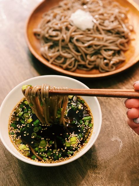 Cold Soba Noodles Dipping Sauce (5 Minutes!!) - Tiffy Cooks Cold Noodles Japanese, Cold Soba Noodle Recipe Dipping Sauces, Japanese Dipping Noodles, Somen Noodles Dipping Sauce, Soba Noodles Cold, Cold Somen Noodles Recipes, Soba Noodle Recipe Cold, Cold Soba Recipe, Japanese Cold Soba Noodle Recipe