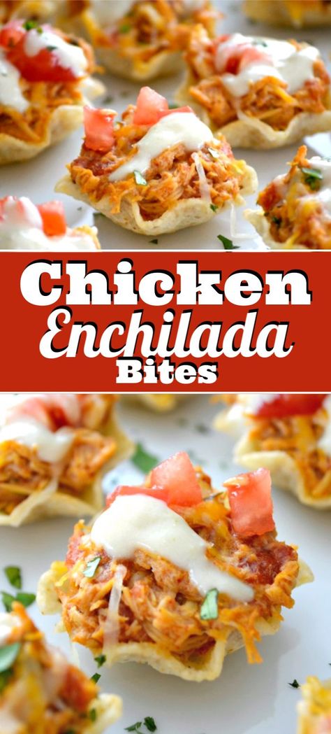 Appetizers With Chicken, Enchilada Bites, Easy Chicken Recipe, Mexican Appetizers, Chicken Appetizers, Healthy Appetizer Recipes, Best Appetizer Recipes, Chicken Enchilada, Appetizer Bites