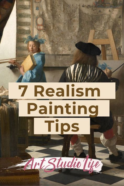 Realism painting is all about capturing the essence of a scene or object👩‍🎨 To do this, you need to train yourself to see in a certain way and use techniques that will help you to create a more realistic painting... Get started with the 7 actionable realism painting tips by clicking over to the full article linked here! Realism Painting Ideas, Oil Painting Basics, Painting Flowers Tutorial, Realistic Oil Painting, Abstract Art Painting Techniques, Oil Painting Tutorial, Art Painting Tools, Oil Painting Techniques, Canvas Painting Tutorials