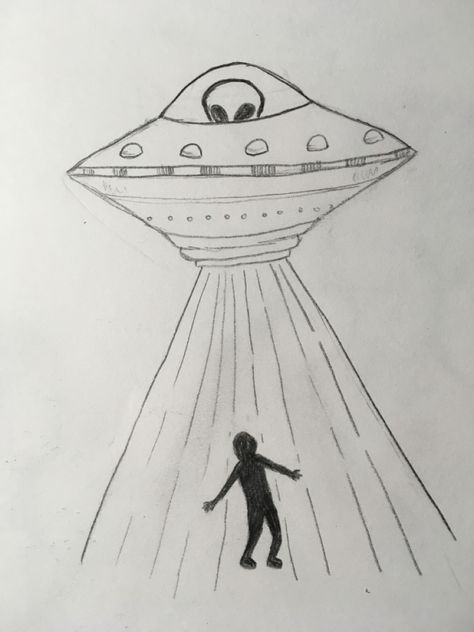 Alien In Spaceship Drawing, Alien Easy Drawing, Cute Alien Doodle, Alien Doodle Art, How To Draw Spaceship, Space Easy Drawings, How To Draw A Alien, Drawing Ideas Alien, Simple Alien Drawings