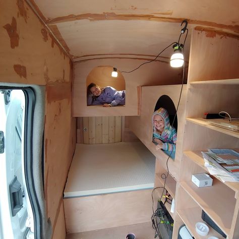 Anyone build Bunk beds in high roof Transit? Van Conversion With Bunk Beds, Diy Camper Bunk Beds, Van Bunk Beds, Build Bunk Beds, Camper Bunk Beds, Traditional Bunk Beds, Loft Small, Melbourne Beach, Small Loft