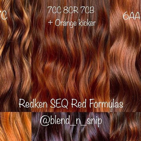 CT HAIR ARTIST/ COLORIST on Instagram: "@redken red recipes ❤️" Redken Copper Red Hair Color Formulas, Shades Eq Copper Formula, Redken Red Hair Color Formulas, Redken Copper Hair Formulas, Redken Color Chart, Redken Color Formulas, Red Hair Formulas, Redken Shade, Red Recipes