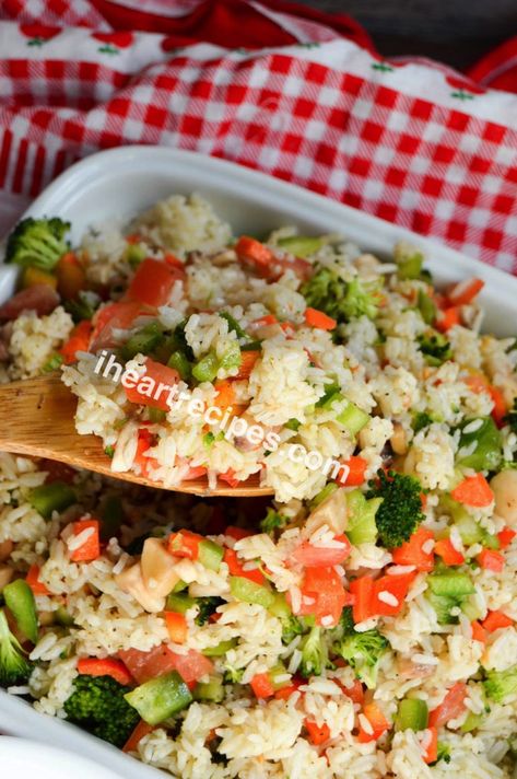 Easy Summer Rice Salad | I Heart Recipes Cold Rice Recipes, Summer Rice Salad, Cold Rice Salad Recipes, Rice Salad Cold, Summer Rice, Rice Salads, Refreshing Salads, Rice Salad Recipes, White Rice Recipes