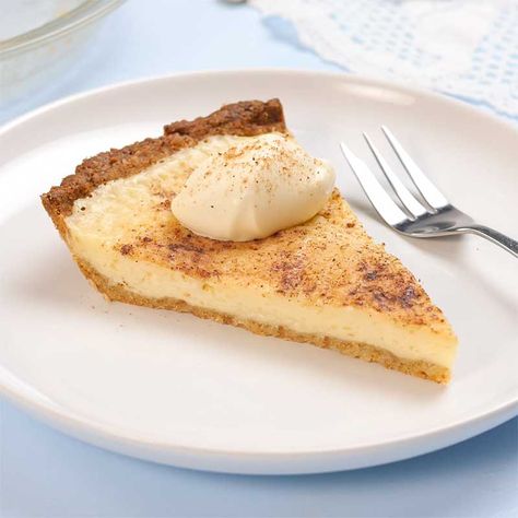 This Keto Sugar Cream Pie recipe has a delicious sugar-free caramelized custard filling in a sweet crust - perfect for your low carb dessert! This gluten free, grain free and sugar free hoosier pie is one tasty sweet, enjoy it with a dollop of whipped cream. Egg Custard Pie, Custard Pie Recipe, Spaceships And Laser Beams, Egg Custard, Custard Pie, Chili Recipes, Pie Recipes, Custard, Fun Desserts