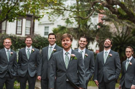 Gray Groomsmen, Gray Groomsmen Suits, Beach Wedding Groomsmen, Sage Green Tie, Wedding Groomsmen Attire, Groomsmen Grey, Wedding Tux, Grey Bridesmaids, Sage Wedding