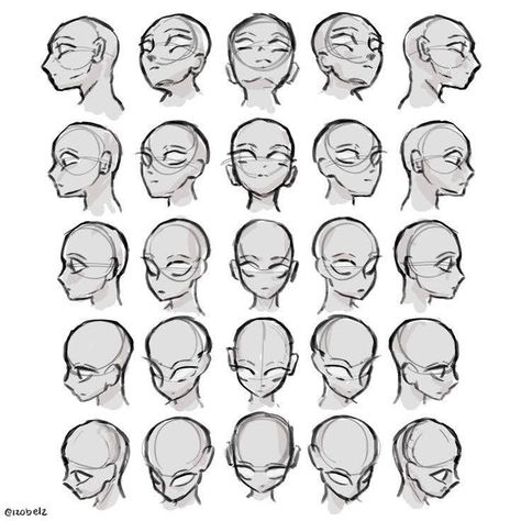 Side Angle Pose Drawing, Head Shapes Drawing Reference, Head Angle Reference Drawing, Person Looking Down Reference Drawing, Angle Sketches, Head Angles Drawing Reference, Drawing Head Angles, Different Head Angles, Head Down Reference