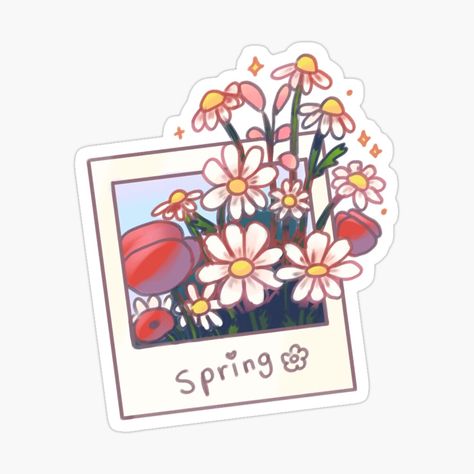 Get my art printed on awesome products. Support me at Redbubble #RBandME: https://www.redbubble.com/i/sticker/Polaroid-picture-bursting-with-colorful-spring-flowers-by-Mayarartsy/165355496.EJUG5?asc=u Aesthetic Naranja, Polaroid Stickers, Illustration Challenge, Fantasy Character Names, Kindle Stickers, Polaroid Picture, Pretty Stationery, Journaling Stickers, Colorful Stickers