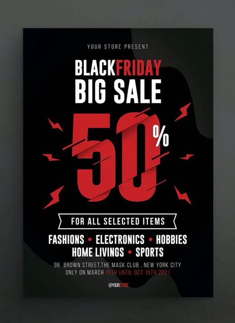 Black Friday Graphic, Black Friday Flyer, Black Friday Sale Poster, Black Friday Design, Promotional Design, Post Design, Visual Merchandising, Print Templates, Black Friday Sale