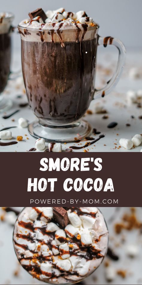 S'more Hot Chocolate, S’mores Hot Chocolate, Smores Hot Cocoa, Hot Chocolate Ideas, Smores Hot Chocolate, Chocolate Ideas, Chocolate Dipped Fruit, Homemade Hot Cocoa, Winter Drink