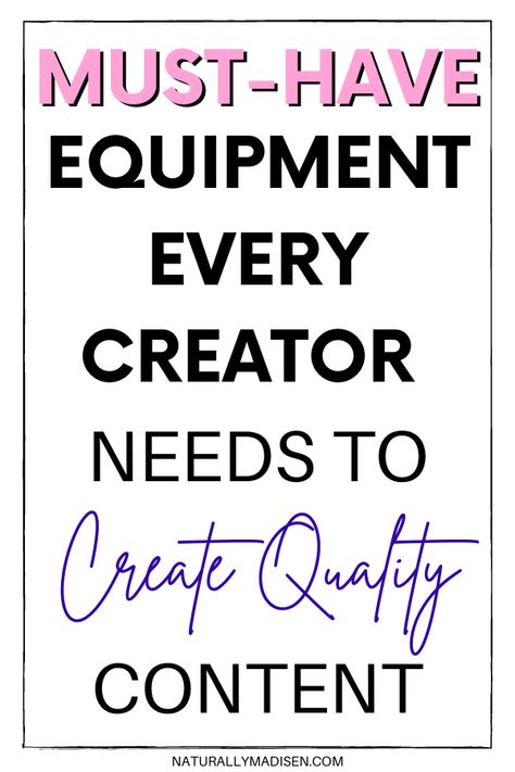 When you start recording and taking pictures for your blog and social platforms, you may wonder what the best equipment for content creators is. You see the high-quality videos other Influencers are posting, and you want to be able to create the same for your audience. In this post, find the best photography equipment for Content Creators to invest in. Creating Video Content, Content Room, Content Studio, Influencer Tips, Quality Content, Photography Equipment, Best Camera, Content Creators, Best Photography