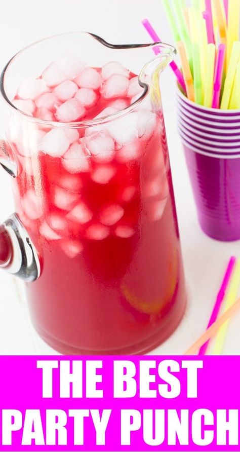 Punch Recipes For Kids, Party Punch Recipe, Easy Party Punch, Fruit Punch Recipe, Raspberry Punch, Alcoholic Punch Recipes, Non Alcoholic Punch, Easy Punch, Party Punch Recipes