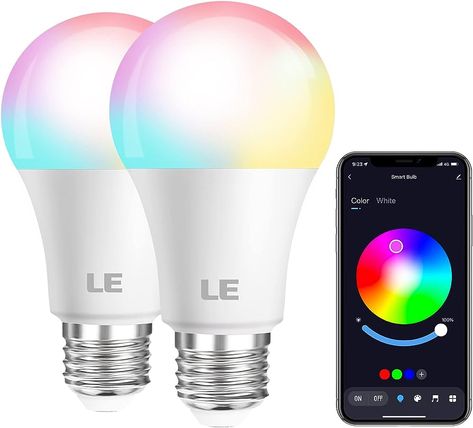 LE Smart Light Bulbs, Bluetooth Color Changing Light Bulbs, Dimmable via App by Bluetooth not WiFi, 60 Watt Equivalent, A19 E26 RGB Bulb for Bedroom Home Party and More, 2 Packs, LED Bulbs - Amazon Canada Color Changing Light Bulb, Smart Bulb, Smart Bulbs, Smart Lights, Smart Light Bulbs, Dimmable Led Lights, Color Changing Lights, Mood Light, Color Changing Led