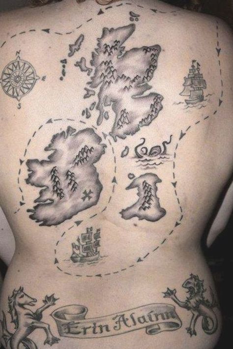 Pirate Map Tattoo, Tattoo Pirate, Pirate Tattoos, Pirate Ship Tattoos, Nautical Tattoos, Pirate Map, Book Tattoos, Map Tattoo, People Falling