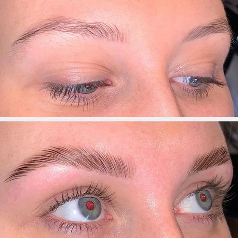 Brow lamination is basically a perm for your eyebrows! It takes your unruly or thinning brow hair and smoothes it out while also lifting the hair in a more vertical sweeping direction. The end result is super smooth brows that look like you have brow gel on them.  This is a noninvasive, temporary, but impactful way to improve your brows in an affordable way. It's also a great addition to microblading or even an alternative if you are hesitant to go under the blade. Eyebrows Goals, Eyebrow Lamination, Marketing Definition, Brow Lamination, Brow Shaping, Eyebrow Shaping, Brow Gel, Esthetician, Perm