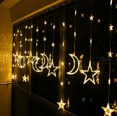 Restaurant Curtains, Moon Curtains, Decoraciones Ramadan, Lights Restaurant, Christmas Window Decoration, Creative Lamp, Ramadan Kareem Decoration, Creative Lamps, Eid Decoration