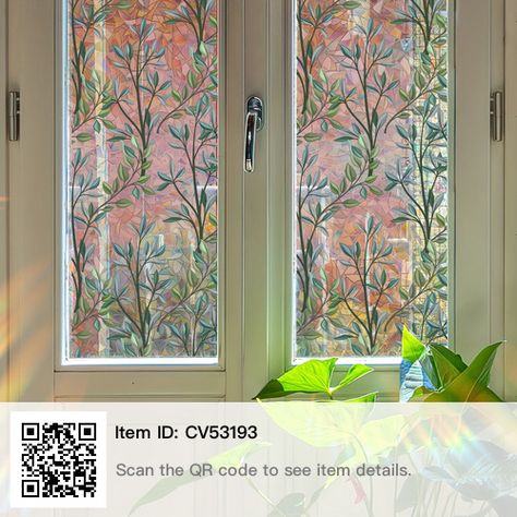 Glass Window Decals, Stained Glass Window Film, Green Vines, زجاج ملون, Decorative Window Film, Frosted Windows, Flower Window, Pvc Windows, Window Cling