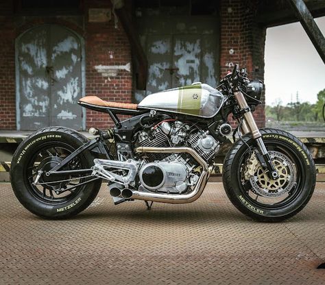 Yamaha Virago cafe racer exhaust Cafe Racer, Cafe, Building, Instagram