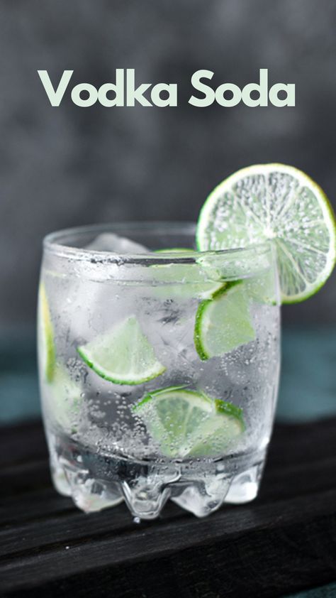 A refreshing Vodka Soda is the perfect remedy for a scorching summer day. Light and refreshing, it combines the velvety smoothness of vodka with the refreshing tartness of soda water for a clean flavor. #VodkaSoda via @mybartender Easy Drink Ideas Alcohol, Vodka Water Drinks Recipes, Vodka Lime Soda, Vodka Soda Recipe, Vodka Recipes Easy, Vodka On The Rocks, Most Popular Cocktails, Vodka Soda, Vodka Shots