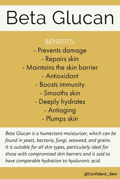 Beta Glucan is a fantastic skincare ingredient and a great addition to any skincare routine. Hyaluronic acid is one of the most popular hydrators, but recent research has shown beta glucan to have similar effects and is packed with antioxidants to protect the skin. If you are suffering from a damaged skin barrier, try beta glucan. #skincare #skincareroutine #skincaretips #beauty #Confident_Skin #oilyskin #dryskin #combinationskin #sensitiveskin #acneproneskin #antiaging #spf #betaglucan Beta Glucan Skincare, Face Massage Anti Aging, Antioxidants Skincare, Damaged Skin Barrier, Skincare Solutions, Skin And Hair Clinic, Skin Facts, Product Ingredients, Skin Advice