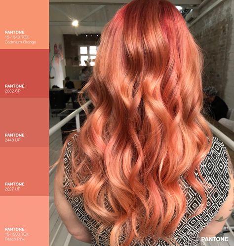 Balayage, Peachy Pink Hair, Coral Hair Color, Peach Hair Colors, Coral Hair, Peach Hair, Hair Color And Cut, Hair Inspiration Color, Orange Hair