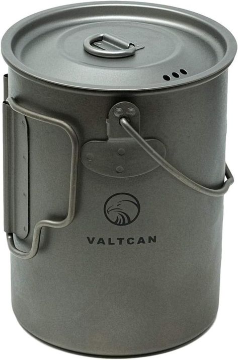 PRICES MAY VARY. 100% Titanium camping pot mug 900 ml or 34 fl oz with Lid and mesh bag. Redesigned with aligned bail handle and pot handles so you can drink directly out of the pot Taste the difference in your next camping trip. Mesh bag included with camping cup for travel and storage. Efficient water Boiling, Ultra lightweight for camping, bushcraft, cooking weight: 144g/3.8oz Pot and 29g/0.9oz lid Dimensions Height: 5.4 inches tall with lid, 3.9 in diameter. Height without Lid: 5.1 in, Inner Camping Pot, Nalgene Bottle, Backpack Camping, Camping Cups, Backpacking Camping, Open Fire, Cup Handles, Camp Kitchen, Open Fires