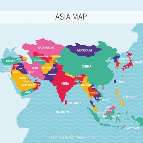 Map of asia continent with different col... | Free Vector #Freepik #freevector #travel #map #world #earth Asia Activities, Asian Maps, Peta Asia, World Geography Map, World Map Continents, Map Of Asia, Color World Map, World Map With Countries, Asia Continent