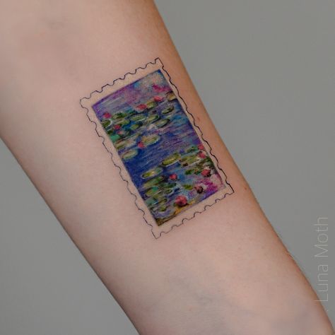 . Done by Oksana @coolbabatattoo Discover our stunning stamp tattoos featuring landscapes from famous artists’ masterpieces! 🎨 Each design captures the essence of iconic works of art, bringing the beauty of renowned paintings to life on your skin. From the serene brushstrokes of impressionism to the bold colors of post-impressionism, these tattoo stamps are perfect for art lovers who want to carry a piece of artistic history with them. Swipe through the carousel to explore more of these ti... Tattoos Of Famous Paintings, Famous Art Inspired Tattoos, Famous Art Tattoo, Tattoo Stamps, Art Inspired Tattoos, Painting Tattoo, Famous Paintings, Post Impressionism, Famous Art