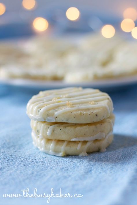 The Busy Baker: Earl Grey Shortbread Cookies with Lemon Glaze Shortbread Cookie Flavors, Earl Grey Shortbread Cookies, Earl Grey Shortbread, Earl Grey Cookies, Cookies With Lemon, Early Grey, Shortbread Cookies Easy, Baker's Rack, Christmas Shortbread