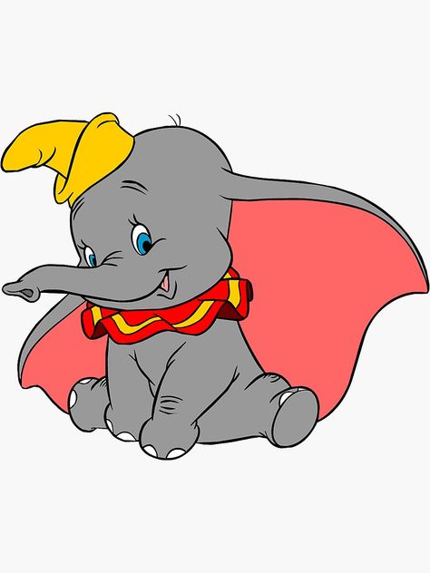 "Dumbo" Sticker by baileylevin | Redbubble Disney Animals Characters, Disney Characters Clipart, Dumbo Quotes, Dumbo Drawing, Old Disney Characters, Dumbo Cartoon, Cartoon Toilet, Dumbo Elephant, Dumbo The Elephant