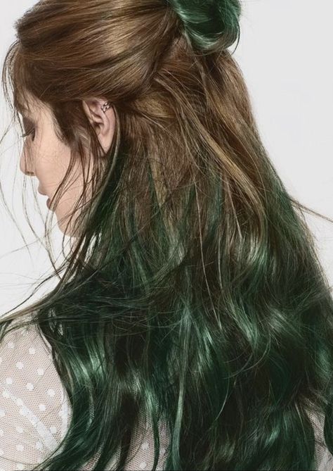 Underdye Hair, Dark Green Hair, Green Hair Dye, Peekaboo Hair, Wine Hair, Hair Streaks, Dye My Hair, Hair Dye Colors, Hair Inspiration Color