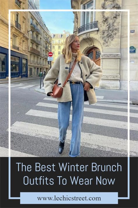 The Best Winter Brunch Outfits To Wear Now. Looking for casual winter outfit ideas for winter brunch outfit? Plenty of cute brunch outfit for brunch outfit. Lots of cute brunch outfits winter or brunch outfit cold weather. Lots of simple casual winter fashion with lots of jeans fashion for the perfect brunch outfit. #casualwinterfashion #cutebrunchoutfit #brunchoutfitcoldweather #brunchoutfitwinter Pub Lunch Outfit Winter, Upscale Brunch Outfit, Fall Brunch Outfit Ideas, Simple Brunch Outfits Casual, Casual Brunch Outfit Winter Simple, Winter Brunch Outfit Casual, Cute Brunch Outfits Winter, Brunch Outfit Cold Weather, Brunch Outfits Winter