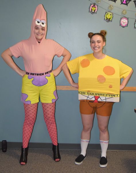 Patrick Diy Costume, Duo Halloween Costumes Bff Spongebob And Patrick, Spongebob And Sandy Costume, Spongebob Family Halloween Costumes, Handsome Squidward Costume, Pairs Halloween Costumes, Spongebob And Patrick Couple Costume, Spongebob Patrick Costume, Funny Spongebob Costumes