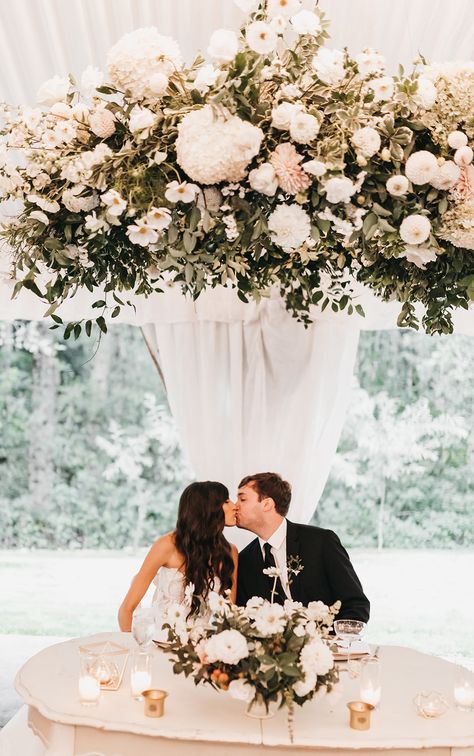 Sweetheart Table Wedding Tent Wedding Decor, Vintage Sweetheart Table, Floral Chandelier Wedding, Chandelier Wedding, Sweetheart Table Wedding, Wedding Chandelier, Florist Wedding, With My Best Friend, Floral Chandelier