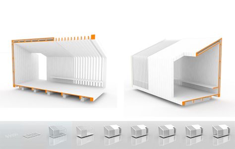 The concept of shelters aims at simple and recognizable solution. The minimal structure gives shelter from the sun and bad weather. The shape was derived fro... Homeless Shelter Design, Emergency Shelters, Shelter Design, Emergency Shelter, Deck Designs Backyard, Architecture Graphics, Cycling Route, Architecture Drawing Art, Architecture Interiors