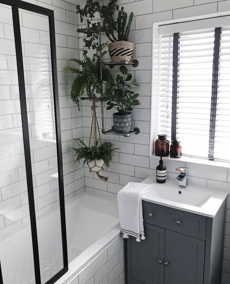 17 Bathroom Plants That Were Styled ... Bathroom With Plants, Living Room Plants, Bathroom Plants, Gorgeous Bathroom, Chic Bathrooms, Beautiful Bathrooms, Diy Bathroom, Bathroom Renovations, Bathroom Makeover