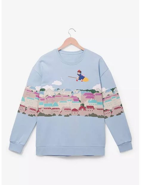 Studio Ghibli Kiki's Delivery Service Koriko Skyline Crewneck - BoxLunch Exclusive, Ghibli Clothes, Turtleneck Crewneck, Studio Ghibli Kiki's Delivery Service, Ghibli Kiki's Delivery Service, Dark Costumes, Nerdy Outfits, Kiki Delivery, Kiki's Delivery Service, Studio Ghibli Movies