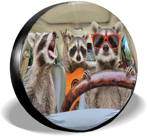 Spare Wheel Cover, Jeep Trailer, Jeep Tire Cover, Funny Raccoon, Raccoon Funny, Suv Trucks, Spare Tire Covers, Trailer Tires, Tire Cover