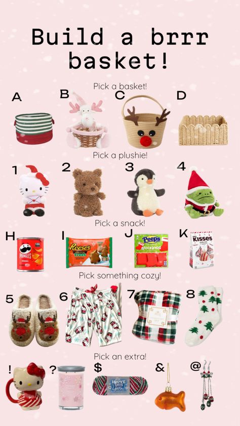 Build a brrr basket! #brrbasket #basket #burrbasket #builda #cute #hellokittyv#christmas Xmas Gift Baskets, Summer Basket, Making A Gift Basket, A Gift Basket, Mom Ideas, Christmas Mom, Gift Basket, Holidays And Events, Xmas Gifts