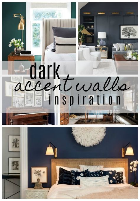 Dark Accent Walls Dark Gray Bedroom Accent Wall, Dark Grey Accent Wall Living Room, Dark Green Accent Wall Living Room, Dark Accent Wall Living Room, Blue Accent Wall Living Room, Gray Accent Wall Bedroom, Accent Wall Inspiration, Accent Wall Bedroom Paint, Accent Wall Paint Colors