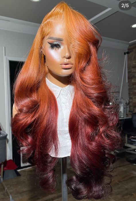 Hair Color Ideas For Caramel Skin Tone, Red With Orange Highlights, Winter Hair Color For Black Women, Aaleeyah Petty, Ginger Ombre, Hair Color Red Ombre, Red Copper Hair Color, Exotic Hairstyles, Peekaboo Hair