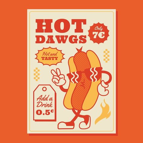 Free vector american retro style templat... | Free Vector #Freepik #freevector #restaurant-flyer #restaurant-poster #delicious #design-poster American Poster Design, American Retro Style, Flyer Poster Design, Retro Food Illustration, American Restaurant Design, Retro Illustration Poster, Retro Flyer Design, Retro Restaurant Design, Restaurant Graphic Design