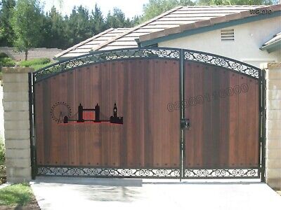 Wooden gates driveway