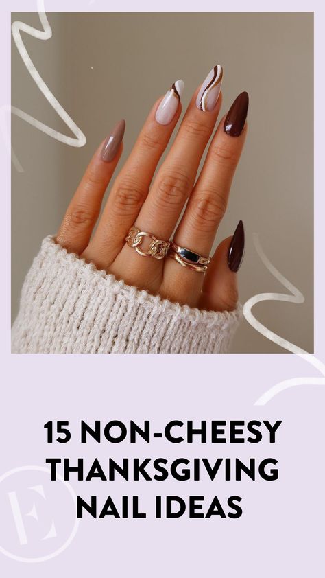 Cute And Easy Thanksgiving Nails, Thanksgiving Nail Designs Almond, Thanksgiving Nails Powder Dip, Fall Thanksgiving Nails Almond, Almond Nails Designs November, Thanksgiving Nails Purple, Thanksgiving Nail Ideas Acrylic Almond, Thanksgiving Nails Fall Acrylic, Thanksgiving Nails Oval