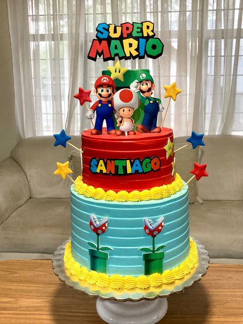 Super Mario Bros Movie Birthday Cake, Super Mario Simple Cake, Mario Bro Cakes, Super Mario Party Cake, Mario Sonic Cake, Mario Luigi Birthday Party, Mario Party Birthday Cake, Super Mario Bros Party Decorations, Super Mario Bday Party