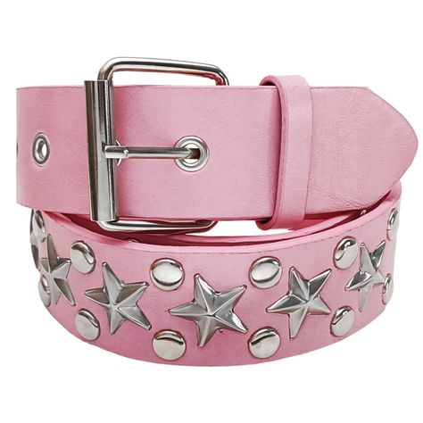 PRICES MAY VARY. STAR SHAPE RIVET: constructed with PU leather material, with the metal buckle, rock star and round rivet design making your wardrobe quite cool.Suitable for 2000s style clothing and punk style outfit. Y2K STYLE BELT: With the star design and 5 pyramid spike metal inlays, perfect women girls studded belt matching with scene clothes, y2k grunge clothes, 80s costume, y2k goth clothes, and they can aslo be used as emo belts, goth belt. UNISEX AND FIT MOST: Star Stud Belt is approx. Pink Emo Clothes, Scenecore Accessories, Emo Belts, 2000s Belt, 2000 Accessories, Gyaru Accessories, Early 2000s Accessories, Cool Belts, Chica Cosplay