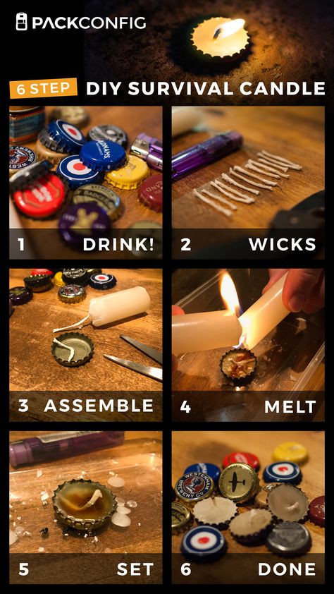 Make your own survival candle in 6 easy steps, using common household item. A few years back Mrs Config put together an Altoids tin fire kit for me which included these really useful homemade bottle lid candles.   With her help, I put together a tutorial to pass on this simple hack, all using items I found lying around my in-laws house as I’m a believer in reusing and recycling wherever possible. Altoid Tin Fire Starter Kit, Small Survival Kit, Altoids Survival Kit, Altoid Survival Kit, Survival Crafts For Kids, Homemade Survival Gear, Survival Kit Diy, Survival Tin, Survival Kit Ideas