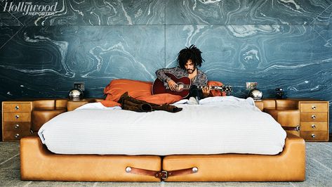 Lenny Kravitz-Designed Stanley House The Sunset Strip, Leather Bed Frame, Sunset Strip, Leather Bed, Lenny Kravitz, Miles Davis, Décor Boho, The Hollywood Reporter, Décor Diy