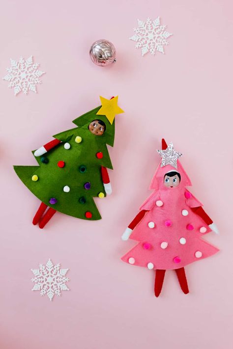 Elf on the Shelf Christmas Tree Outfit - see kate sew Shelf Christmas Tree, Tree Outfit, Christmas Tree Outfit, Diy Elf, Christmas Tree Costume, Elf Tree, Elf Sweater, Christmas Elf Doll, Awesome Elf On The Shelf Ideas